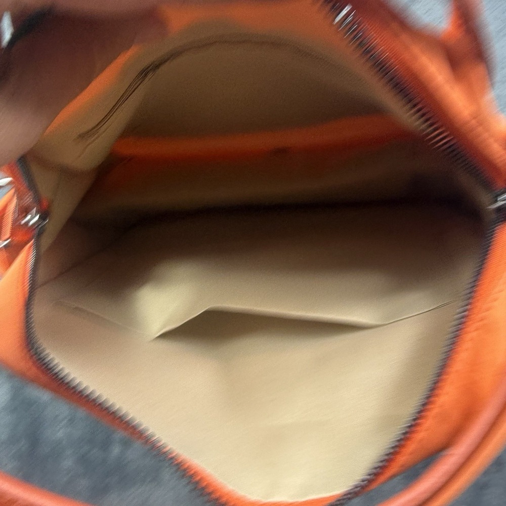 Neon Orange Nylon Satchel Handbag Tote Purse Multi Pocket Lightweight Bag - Picture 4 of 7